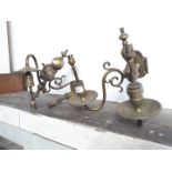 2 brass chandelier type light fittings