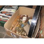 Mixed box incl brass ware, photo frames, etc