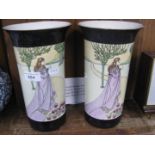 Pair of Art nouveau British anchor pottery vases dated between 1896-1913