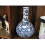 Chinese modern blue and white porcelain bottle vase