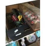 A box of Dinky and Corgi toys