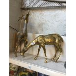 Two brass deer