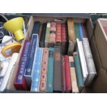 A box of books to include Folio Society and leather bound