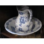 Blue and white Garland jug and bowl