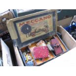 A box of old Meccano items