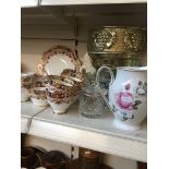 Pottery etc. and a brass bowl