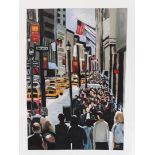 A limited edition print on canvas depicting a New York street scene signed 'Simon'.