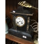 Black slate and marble mantel clock