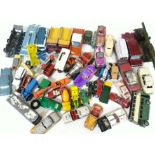 A mixed lot of play worn Corgi, Dinky, Matchbox and other diecast model vehicles.