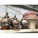 Three ceramic table lamps