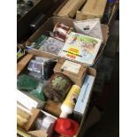 Three boxes of assorted household and garage items