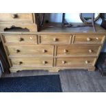 Modern pine long chest of drawers