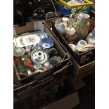 Four boxes of assorted pottery and ornaments