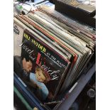 A box of LP records