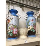 2 large pottery vases, and an Arthur Wood centrepiece