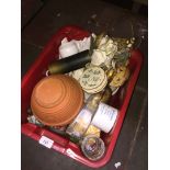2 boxes of misc pottery items to include majolica, mugs, vases, etc