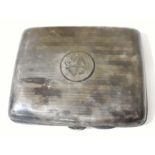 A hallmarked silver cigarette case, gross wt. 3oz.