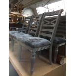Six grey painted dining chairs