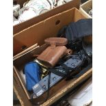 Box of items inc.Tonelle 10x35 binoculars