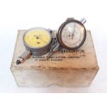 Two dial indicators: one inscribed 'Metric John Bull' with box and another inscribed 'Mercer'.