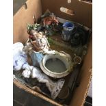 Box of porcelain figures etc.