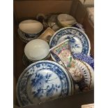 A box of oriental style pottery