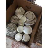 A mixed box of pottery including Shelley, indian Tree and duchess ware