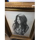 A 1970s nude in ornate frame 40x29 inches
