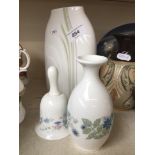 Doulton vase and Wedgwood vase and bell