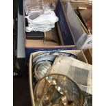 Two boxes of various items including an Edinburgh crystal decanter, plated ware etc.