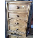 Modern narrow pine chest of four drawers