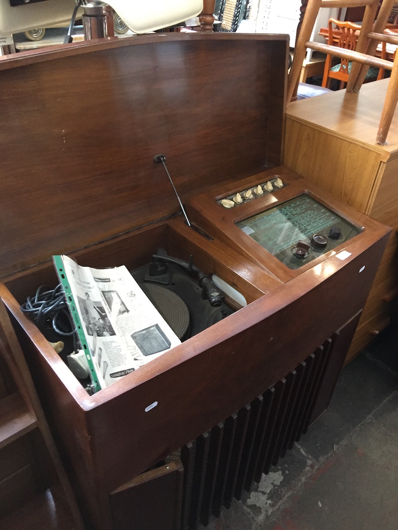 A Dynatron radiogram and console speaker cabinet