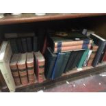 Shelf of books inc. Disraeli's Works 1868 four vols