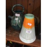 Shelley conical vase and a green pot