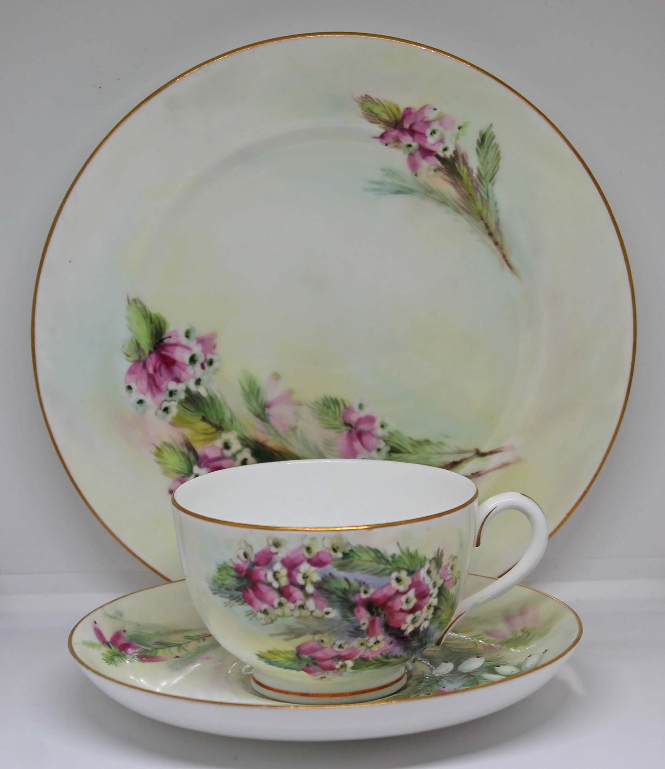 A Royal Worcester botanical 18 piece part tea service comprising three cups, saucers and two - Image 2 of 4