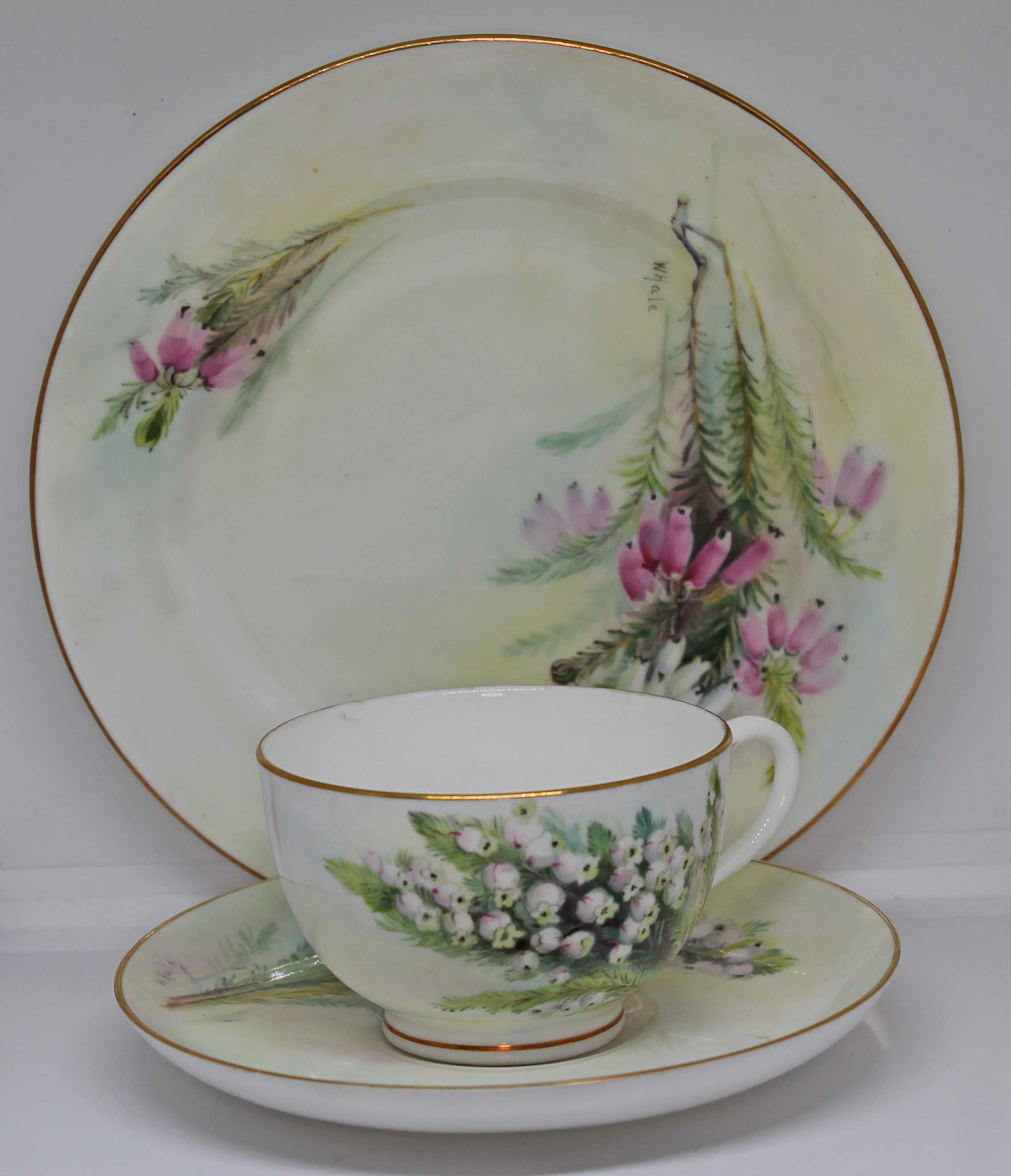 A Royal Worcester botanical 18 piece part tea service comprising three cups, saucers and two - Image 3 of 4