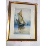 E.W. Caton, boats at sea, watercolour, signed and dated 1916, 67xm x 50cm framed and glazed.
