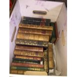 A box of Antiquarian books, many leather bound