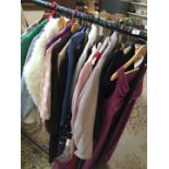 Quantity of vintage and modern clothing to include prom dress, wedding dress, Zara jacket, coats,