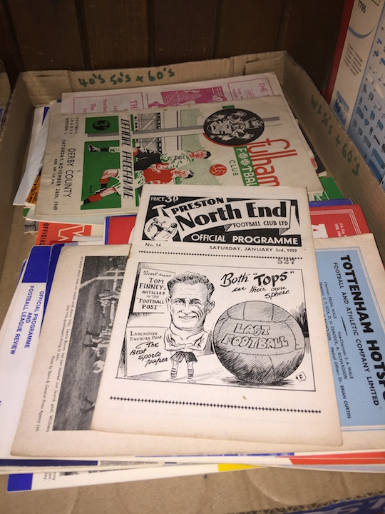 A box of 1940's - '50s and 60's football programmes