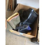 Aigle wellingtons, Scierra fishing boots and carrying case. Size 12