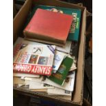 A box of stamp albums and covers