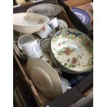 A box of mixed pottery