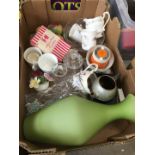 Box of pottery, glass etc.