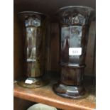 A pair of Deco glass vases
