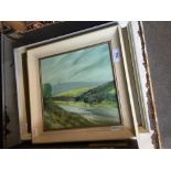 2 modern framed oil paintings