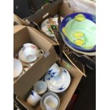 Three boxes of assorted pottery including Duchesse china tea ware