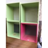 Painted cubby hole shelf units