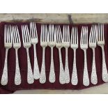 A set of Tiffany silver plated forks, length 20cm each.