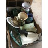 A box of mainly vintage pottery.